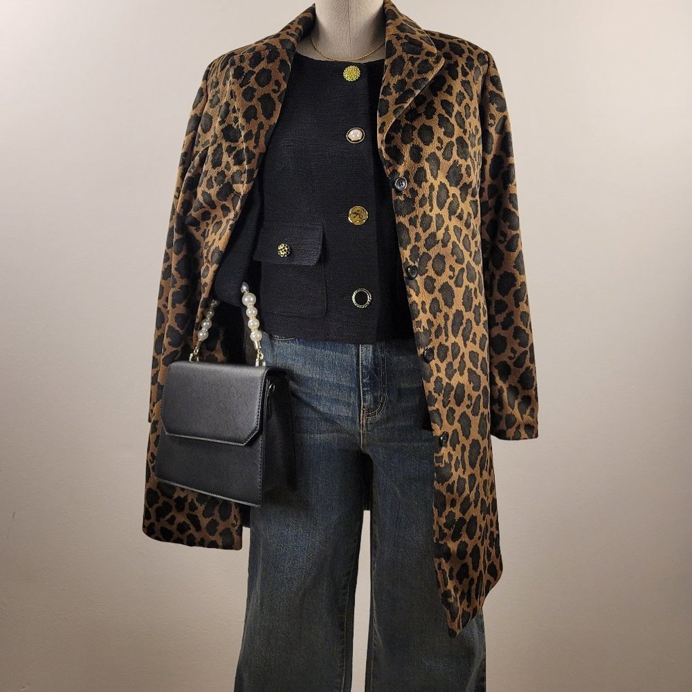 Express World Leopard Button Down Mid-Length Coat 1/2 | Leopard Button Down Coat